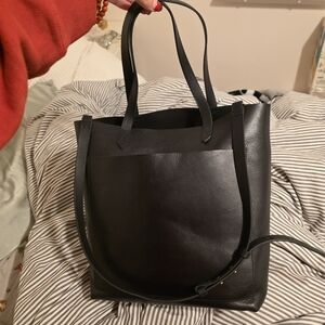 Madewell Medium Transport Tote Black Leather Bag